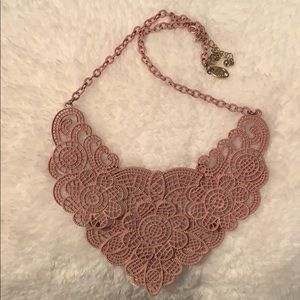 Mauve lace look statement necklace